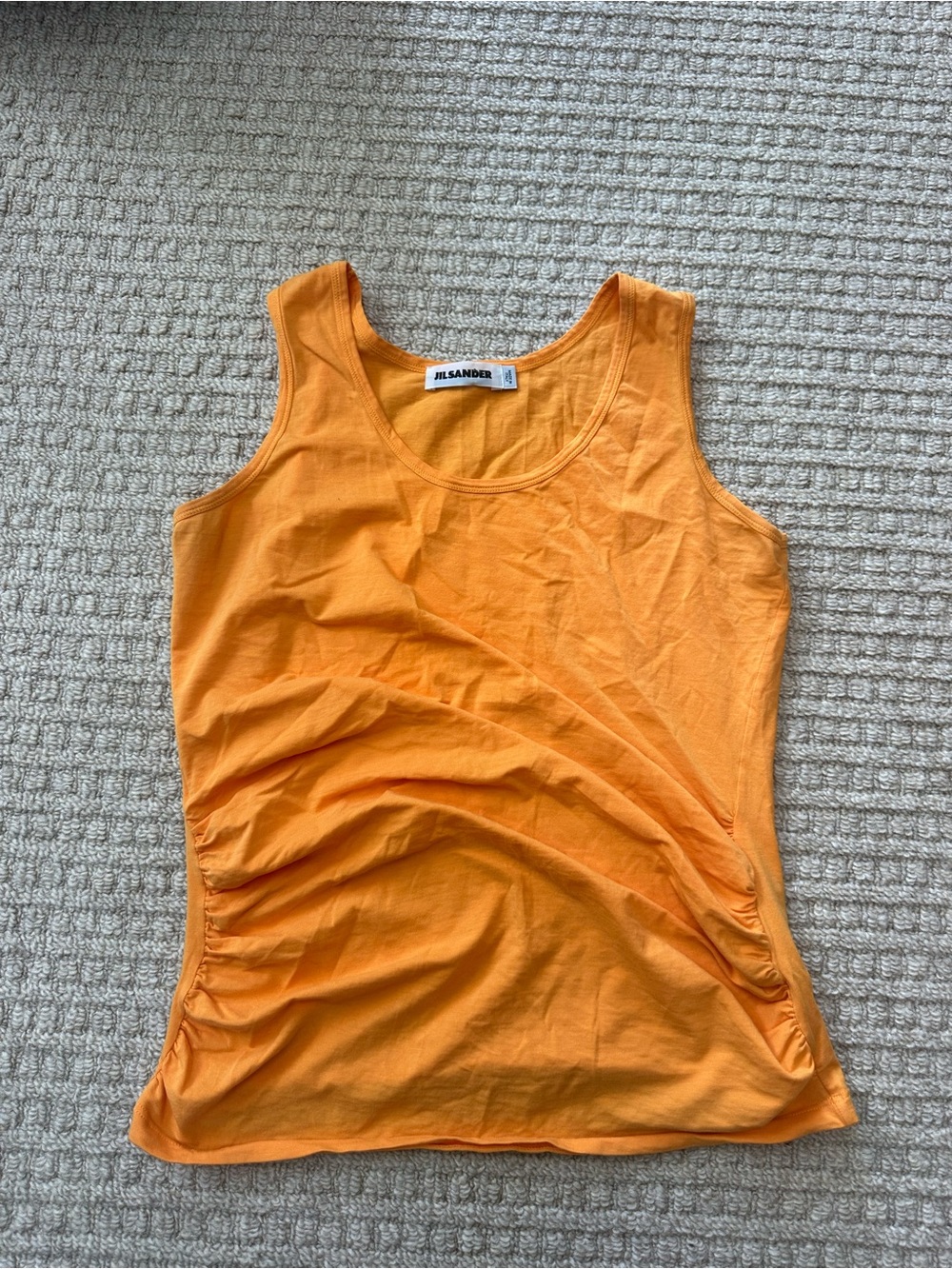 Jil Sander Orange Sides Ruched Sleeveless Tank Top Sz M